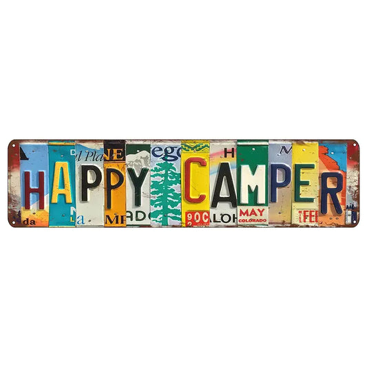 Happy Camper Vintage License Plates Metal Sign
